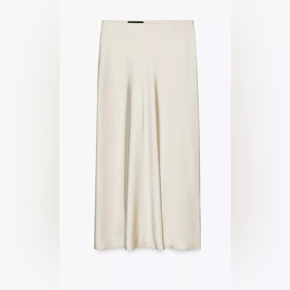 Zara Revolve Anthropologie Women’s Midi Satin Slip Skirt Cream Medium M - Picture 8 of 16